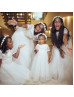 Ivory Embroidered Lace Tulle Floor Length Flower Girl Dress
